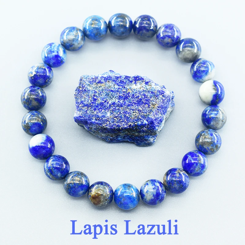 Prawdziwe 5A naturalne Lapis Lazuli bransoletka z koralików Homme elastyczna wysokiej jakości uzdrawiająca energią biżuteria dla kobiet prezent dla chłopaka