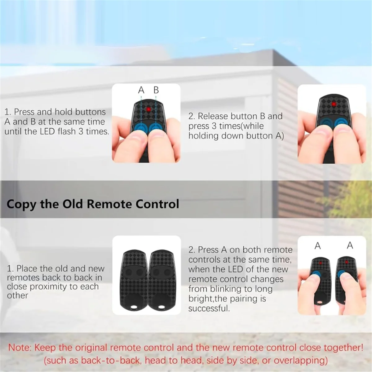 Retail! 3 Pack Garage Door Remote Control Key for TOP-432EE, 433.92MHZ, Universal Gate Fob Remote for CAM TOP-432EE, TOP-432EV