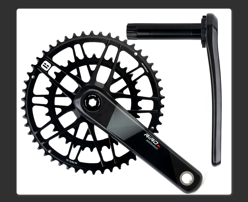 RIRO Carbon Fiber Kurbel Rennrad 11/12 Geschwindigkeit 50-34/53-39T Direct Mount Fahrrad Ultraleichte Kurbelgarnitur 170mm 46/48/50/52T Kettenblatt – Detail 7
