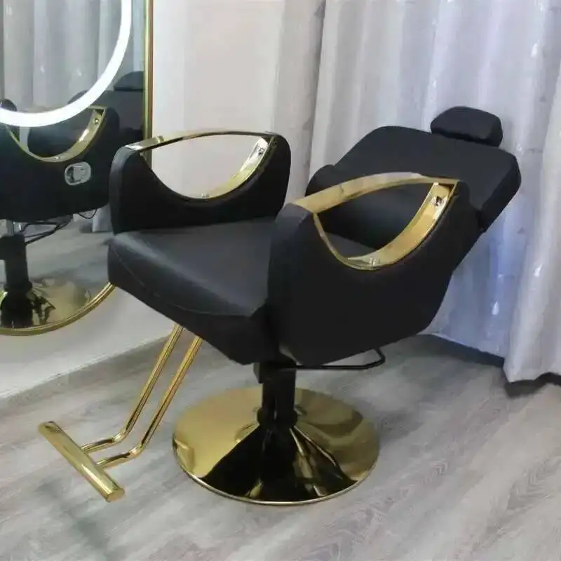

Personalized Luxury Shop Barber Chair Salon Hair Retro Gold Recliner Cheap Barber Chair Hidraulic Leg Lifter Silla Furniture