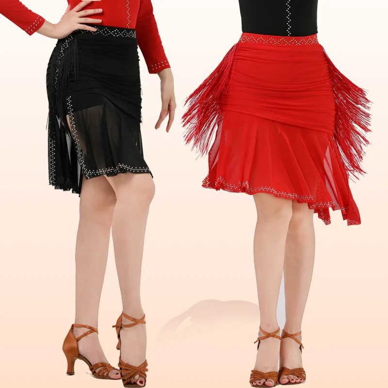 

New Rumba Latin Dance Three Steps Square Adult Skirt Jitba Sailor Dance Fringed Skirt
