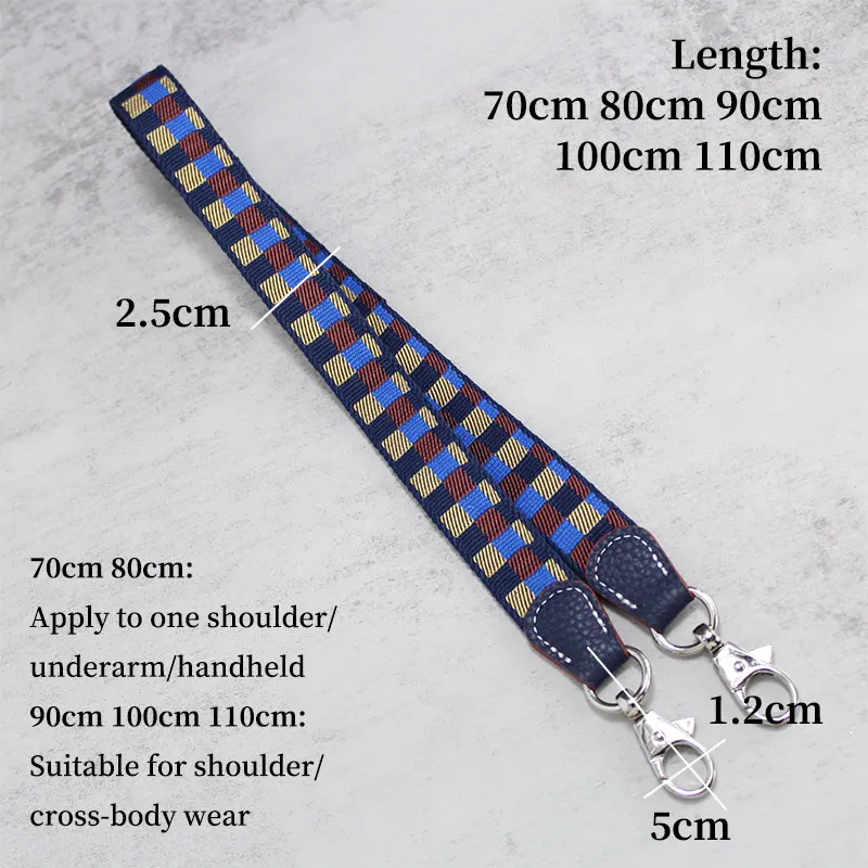 TINBERON Canvas Shoulder Strap Wide 2.5cm Bags Strap Replacement Handbags Bag Strap Square Grid Jacquard Webbing Fine Bag Straps