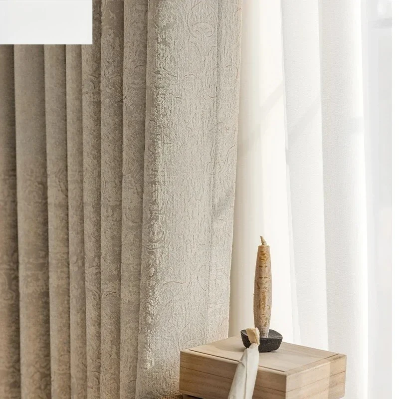 High-end American Light Luxury Modern Simple Curtains for Living Room and Bedroom High Quality Curtain Window Screen