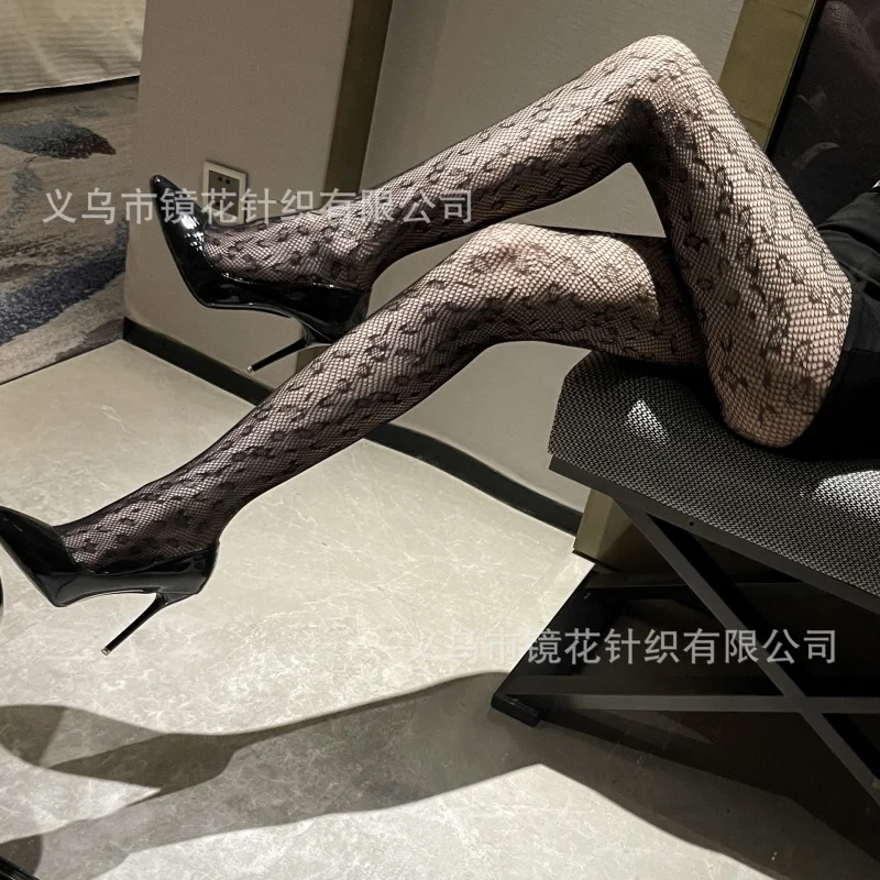 Sexy Ins Bow Mesh Stockings Letters Black Flower White Silk Halloween Skull Hollow Pantyhose