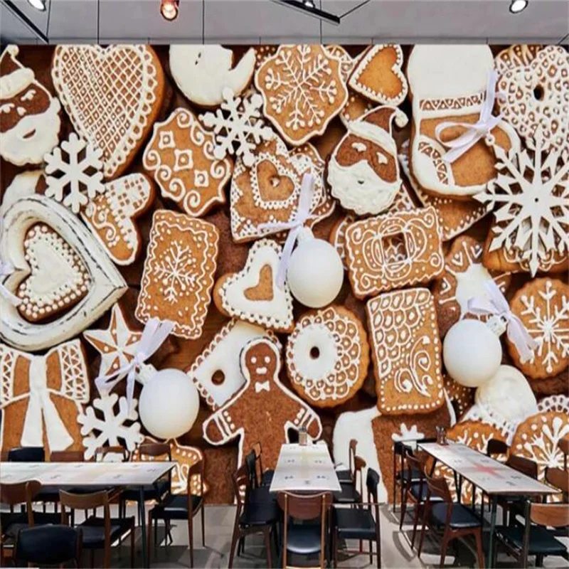 

Custom Cookies Donuts Coffee Chocolate Food Wall Paper Cafe Bar Dessert Shop Industrial Decor Self Adhesive Wallpaper