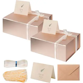 大號禮盒 2 件裝 13.85 x 8.35 x 4.45 玫瑰金禮盒,帶磁性蓋,適用於伴娘邀請和禮物贈送 8 最佳銷售 大號禮盒 - №3