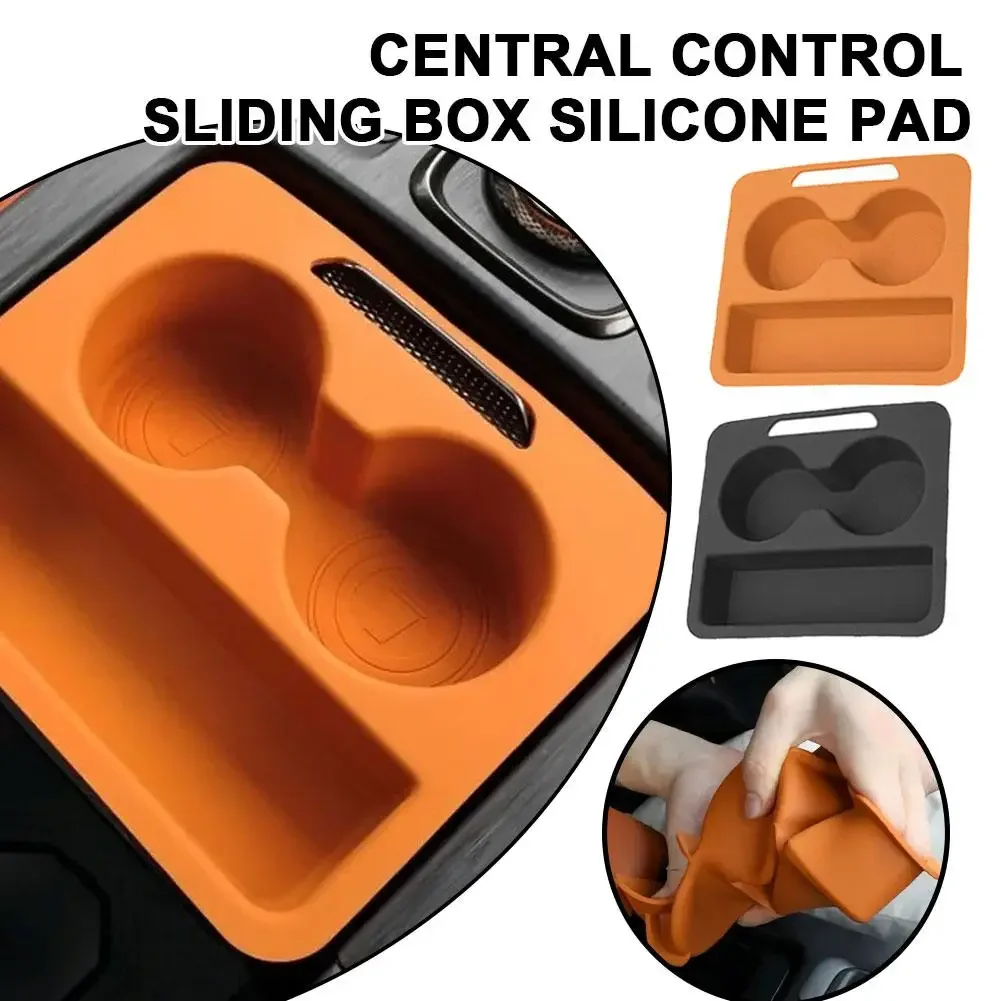 For Haval H9 2024 2025 Car Central Control Lower Storage Box With Cup Holder  Modified Car Armrest Box PushPull Box Silicone Pad
