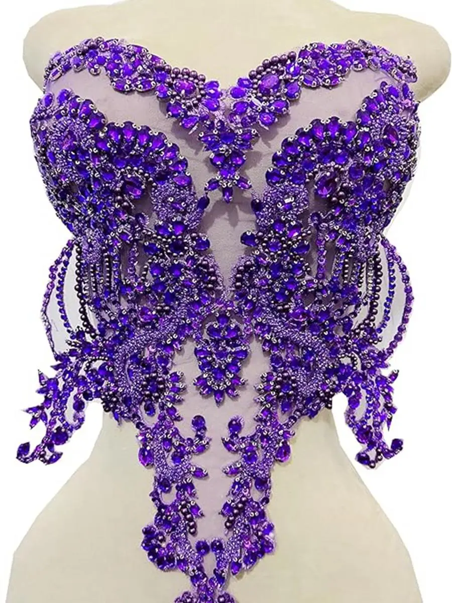 

Exquisite Heavy Work Lace Rhinestone Embelliment Dr Material Luxury iny Flower Decoration Handmade Bead Collar Accory