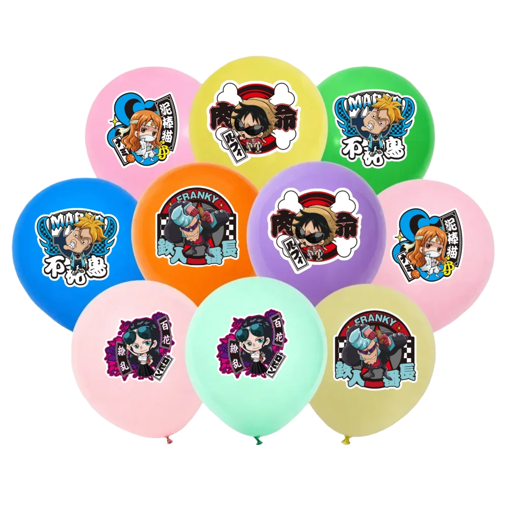 10 Globos de One Piece, Artículos para Fiestas Temáticas de Anime, Luffy, Nami, Sanji, Franky, Robin, Globos de Látex para Decoración de Cumpleaños Infantiles