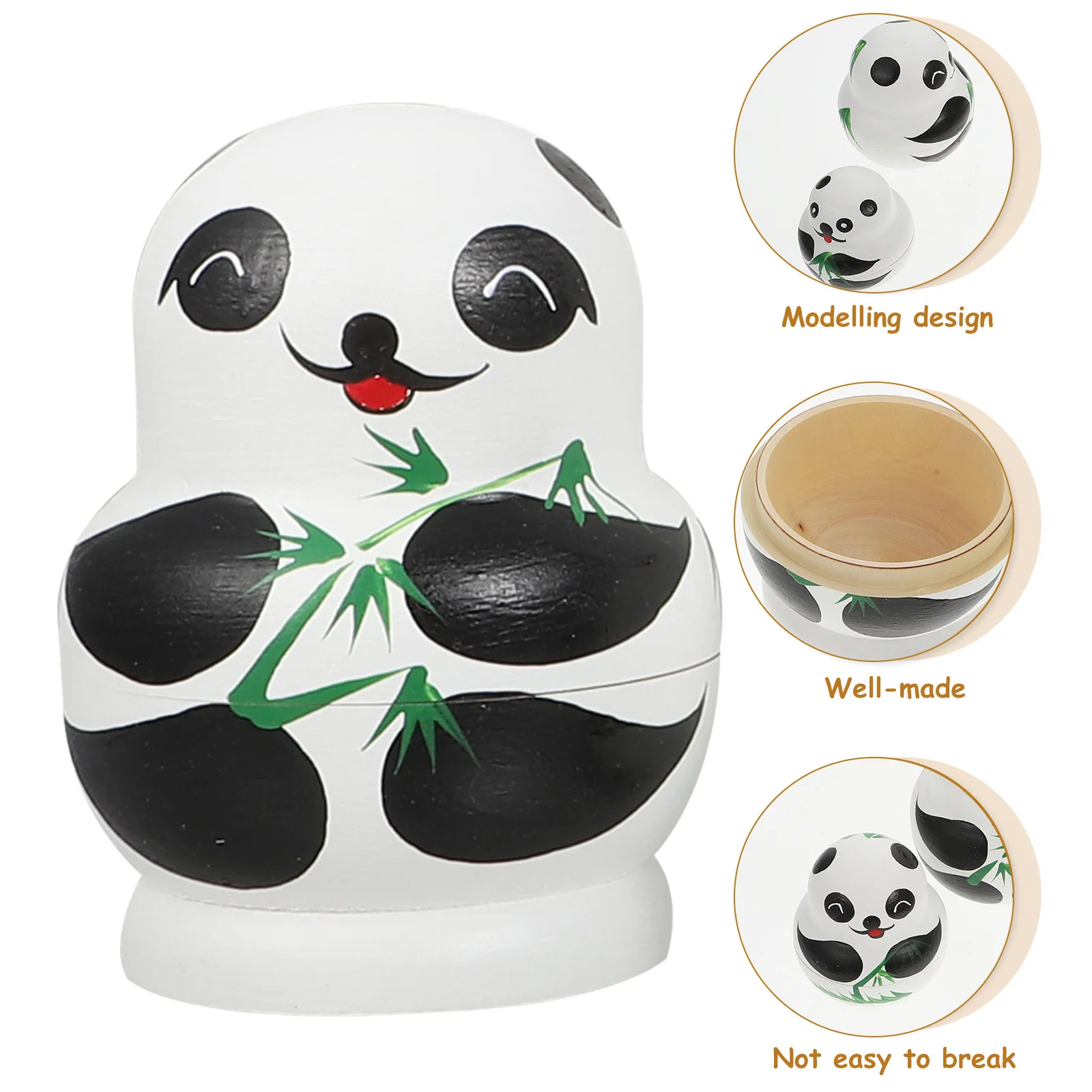 

Handcrafted Gift Panda Matryoshka Ornaments Animal Nesting Dolls Wood for Kids Birthday