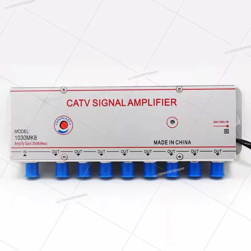 220V 30DB 1030MK8 1 Input 8 Output Cable TV Signal Booster Analog Digital Cable TV Signal Amplifier