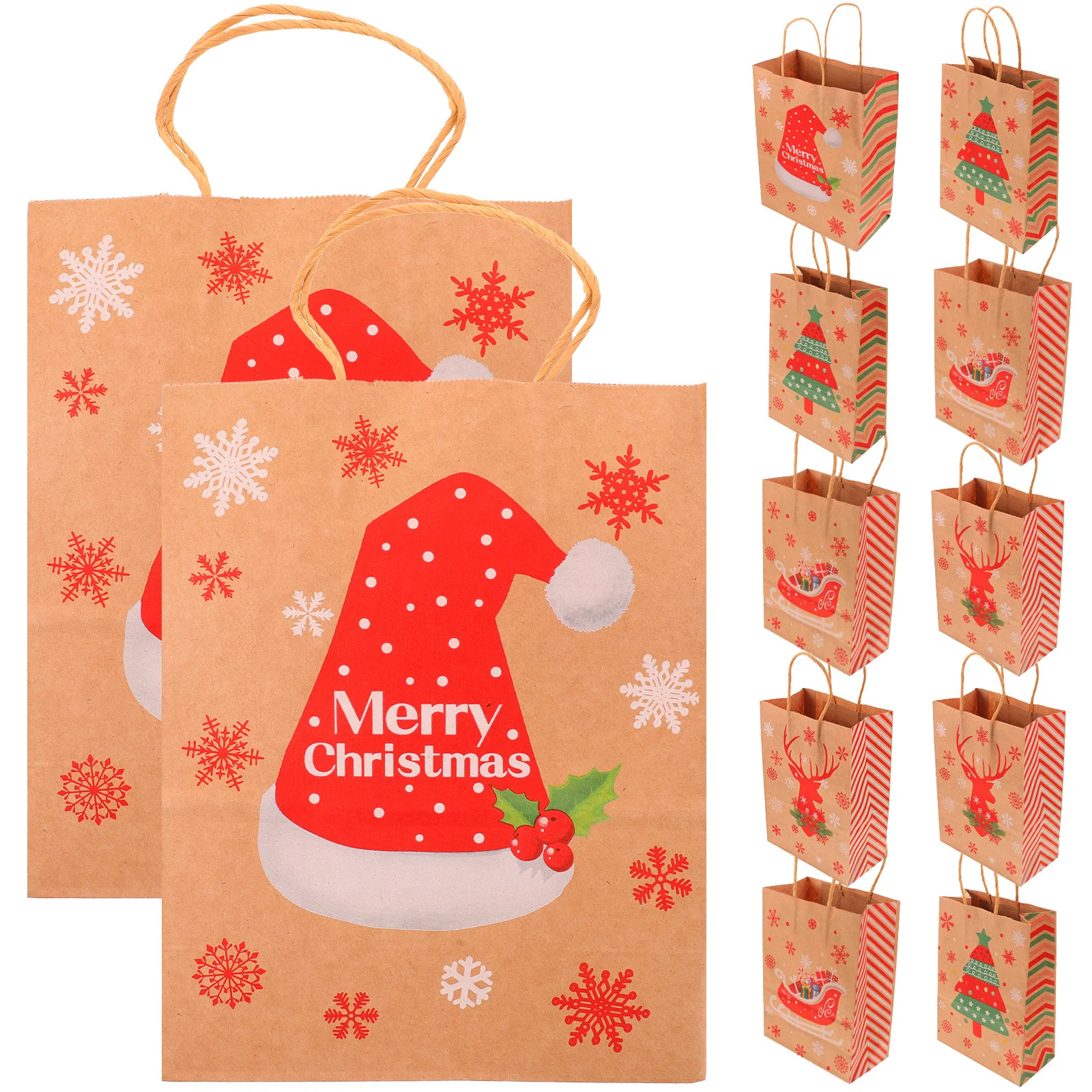 

12Pcs Christmas Gift Bags Paper Portable Gift Holder Holiday Party Candy Packing Pouches Portable Paper Bags Packing Pouches