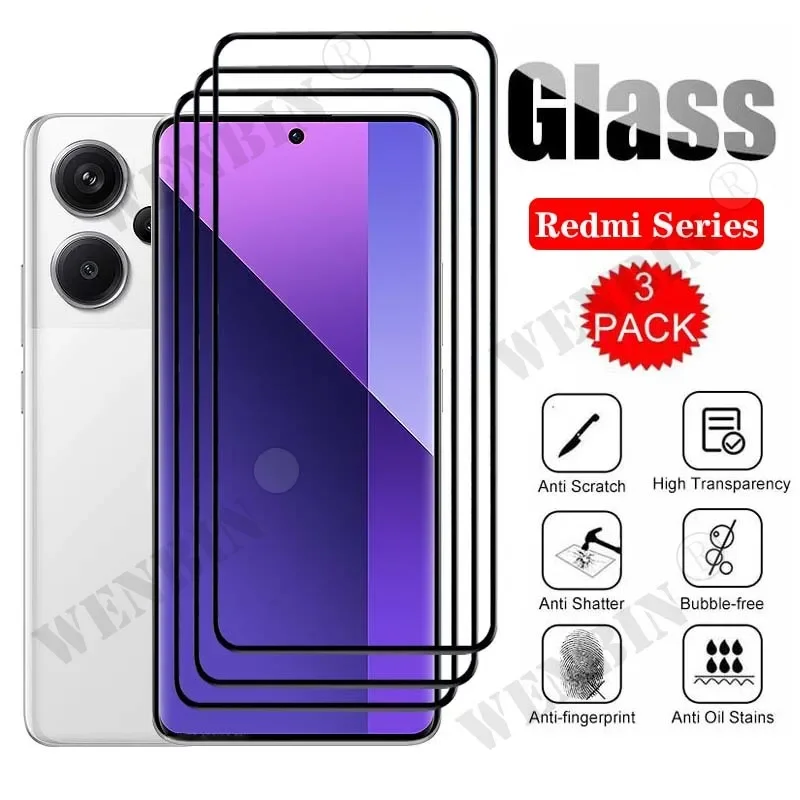 3 Stuks Gehard Glas Voor Redmi Note 13 Pro Plus 12 11 Pro Poco X 6X5 Pro Xiaomi 14 Ultra Gebogen Volledige Dekking Schermbeschermer