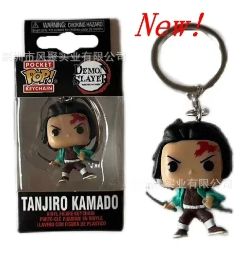 NEWest Arrival FUNKO keychain Demon Slayer Zenitsu Inosuke Hashibira Nezuko Kamado Tanjiro Kamado Keychain Figure for kids gifts