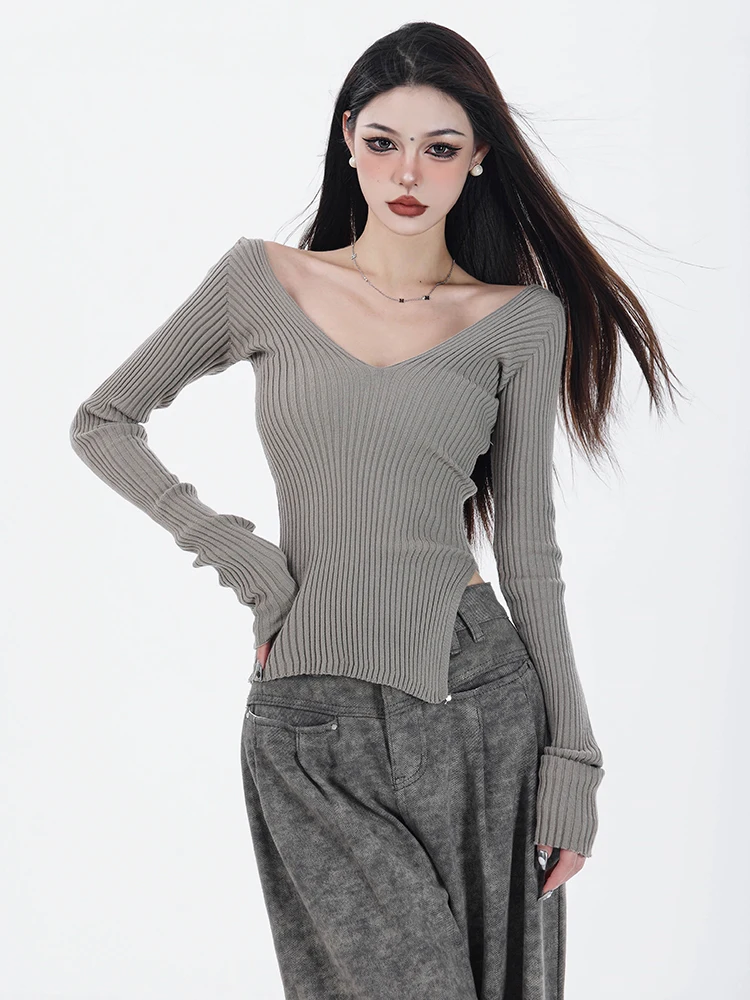 

Ele Focused, оригинальный осенний вязаный свитер на одно плечо, сексуальный женский топ с плечами, необычный топ