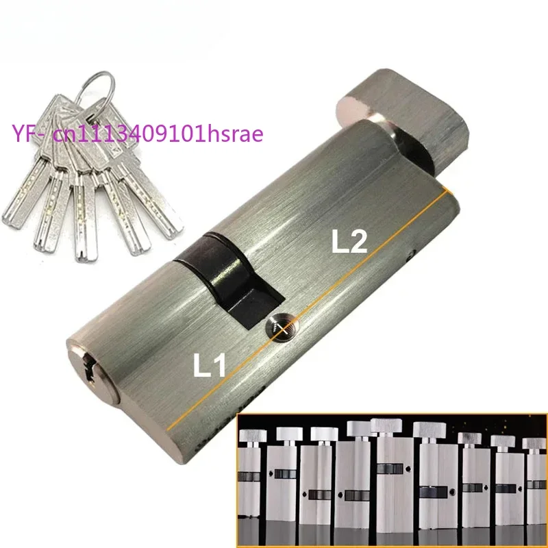 32mm Height Eccentric Brass Lock Cylinder with Knob, Center Asymmetry for Aluminum Alloy Security Door
