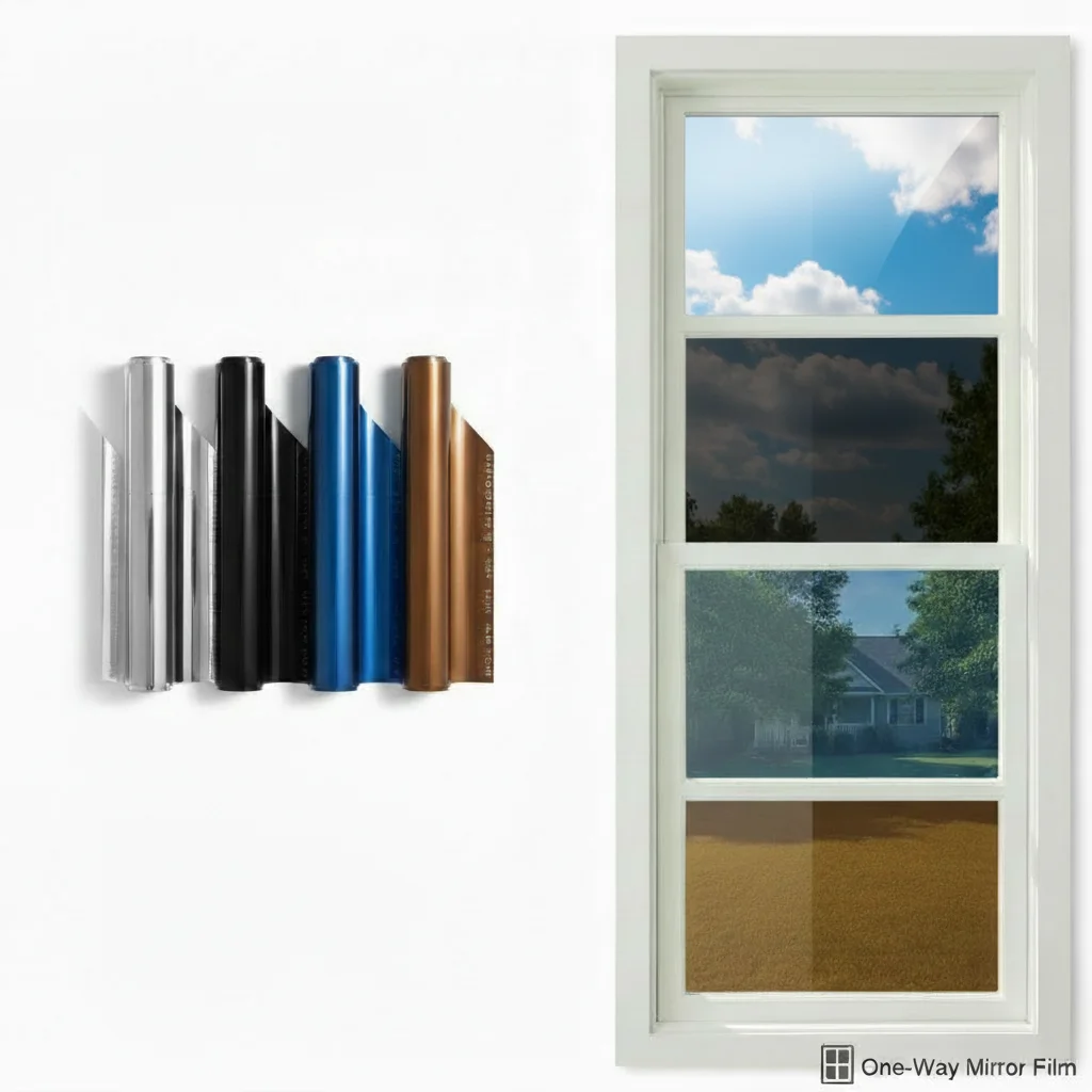 One Way Mirror Window Film Daytime Privacy Static Cling Sun Block Anti UV Reflective for Home Office Glass Door