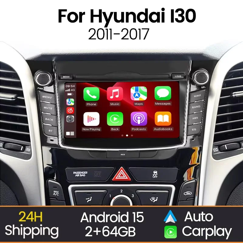 7'' Auto Radio für Hyundai I30 Elantra GT 2011-2017 Carplay Android Auto Bildschirm Multimedia Player GPS Navigation RDS FM Autoradio
