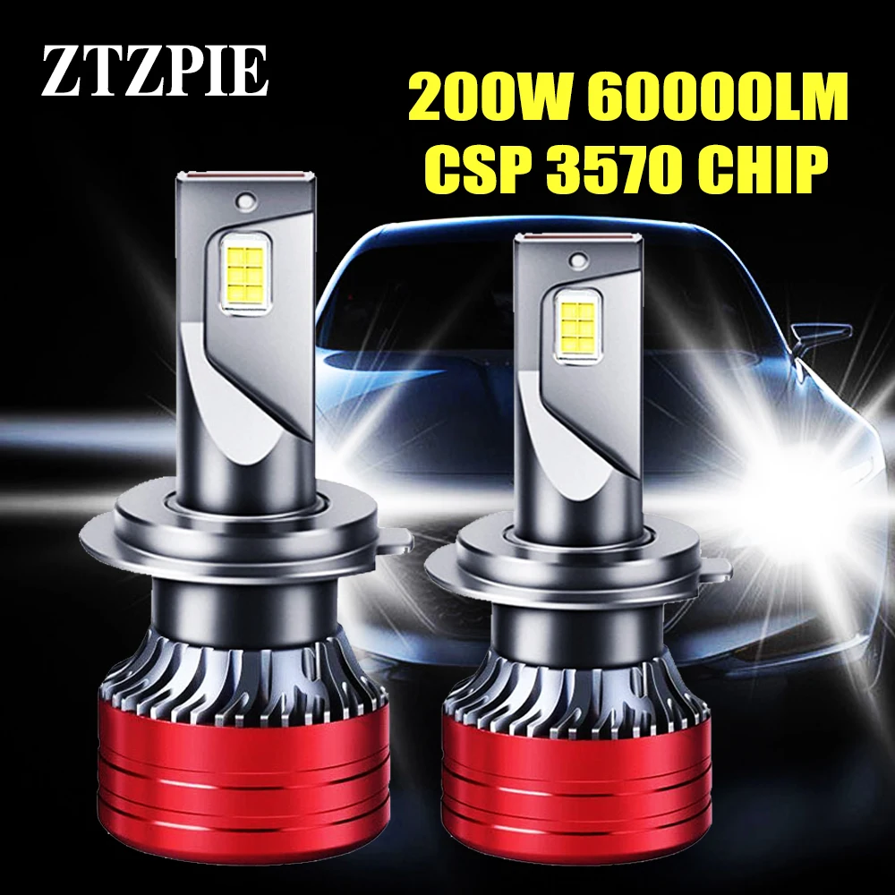 ZTZPIE 12V 6000k H1 H4 H7 H11 9005HB3  9006 HB4 Bulb  Led Lamp CSP 3570 Car Headlight Auto Fog Light High Power 200W 60000LM