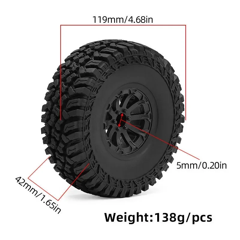 119MM 1,9 Zoll Gummi-Geländereifen für 1/10 RC Crawler Auto Axial SCX10 90046 TRX4 Redcat Gen8