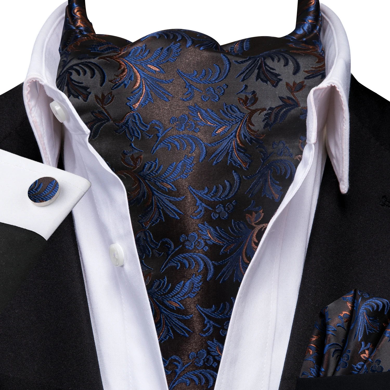 Barry.Wang модный мужской галстук Ascot с узором пейсли и цветочным принтом, золотой, оранжевый, красный галстук, скранч, британский комплект, официальная свадебная вечеринка