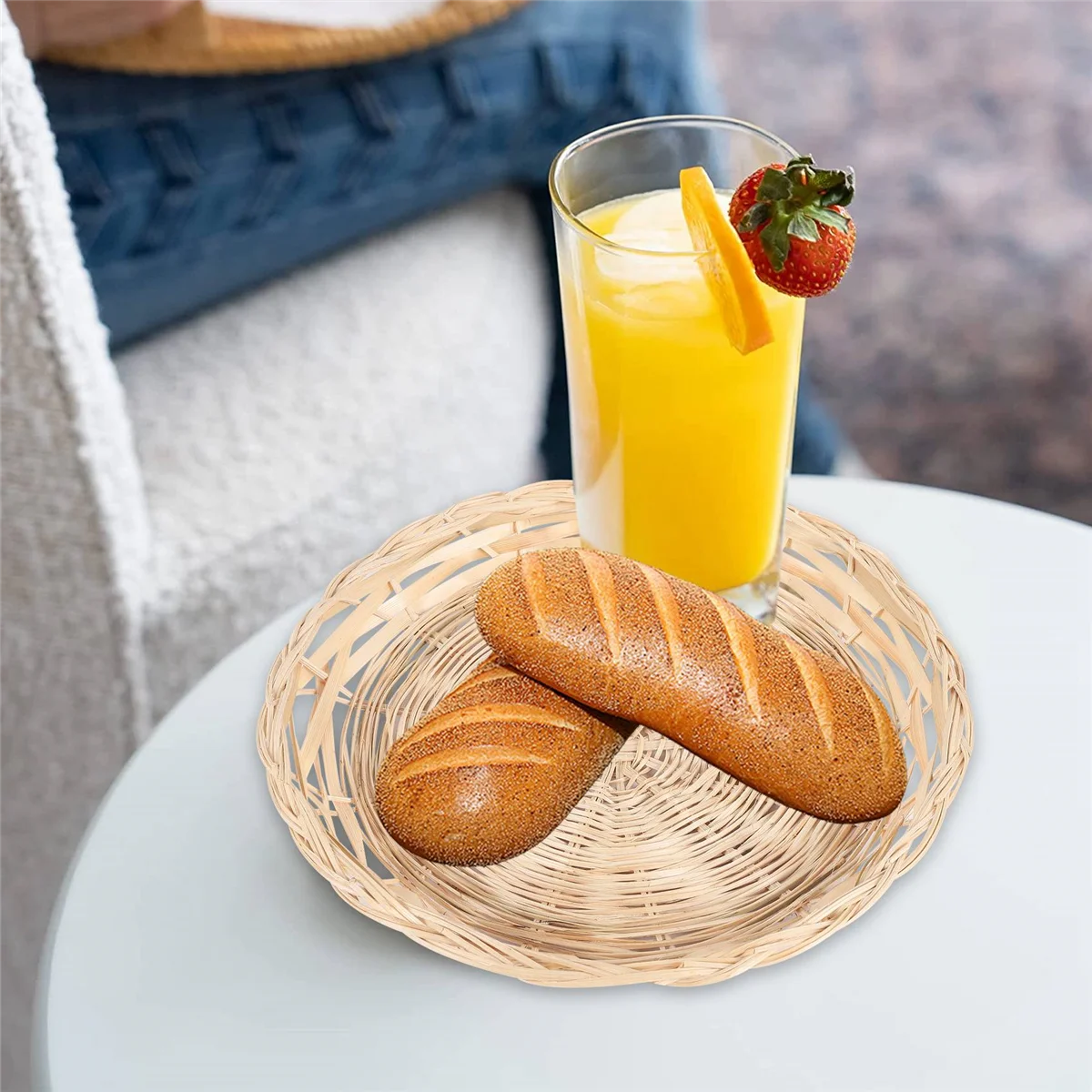 Supporto per piatto di carta di bambù da 4 pezzi-supporto per piatto rotondo in tessuto da 10 pollici, portapiatti di carta riutilizzabili per feste da Picnic