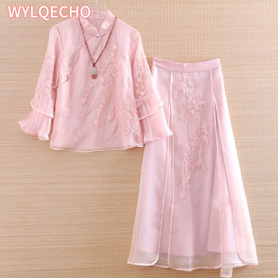 Chinese Style Improved Qipao Embroidered Shirt 2023 Spring/Summer New Design Feel Loose and Slim Chinese Top for Women