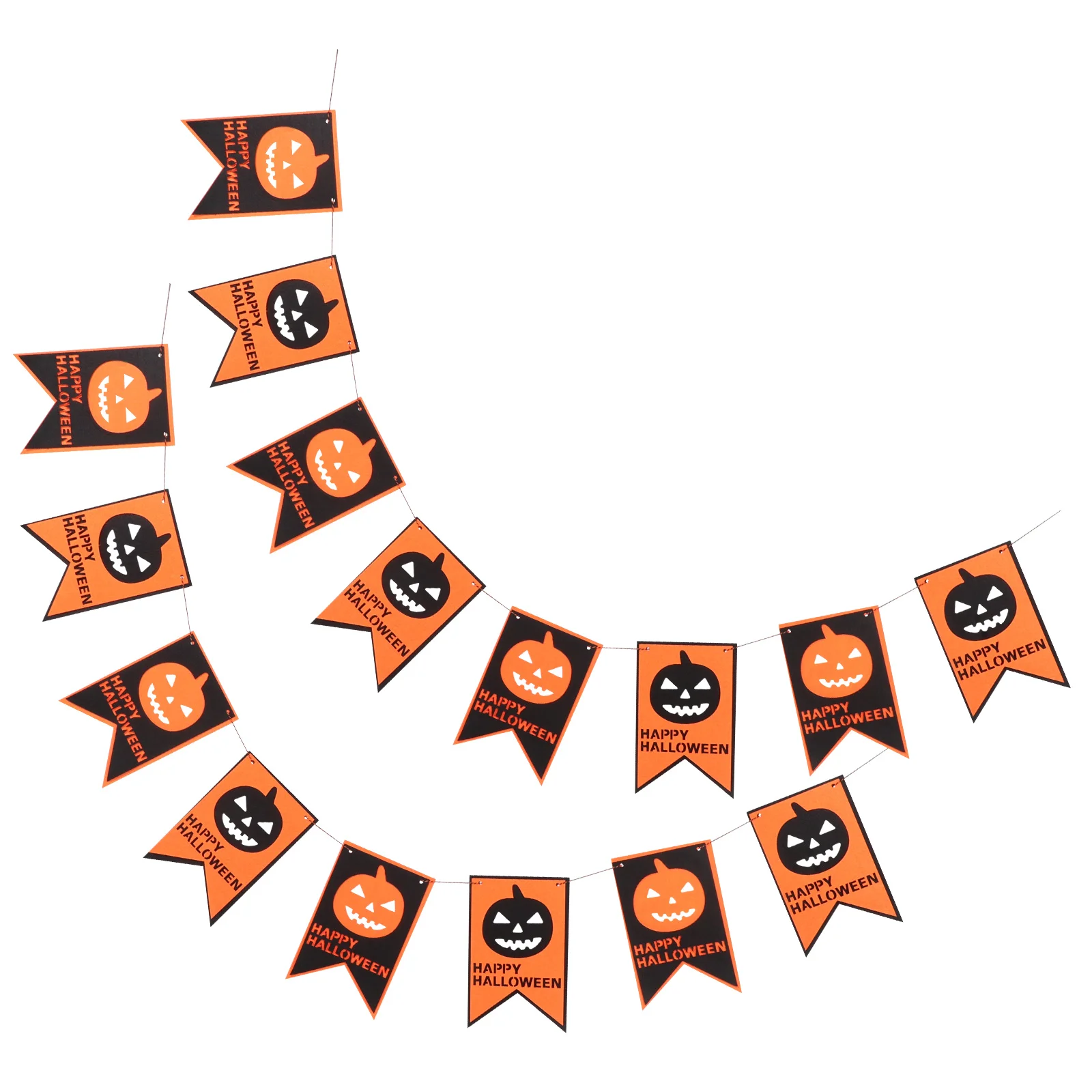 

2 Pcs Halloween Flag Banner Decorations Fall Holiday Cute Reusable Weatherproof Bunting Harvest Festival Orange-black