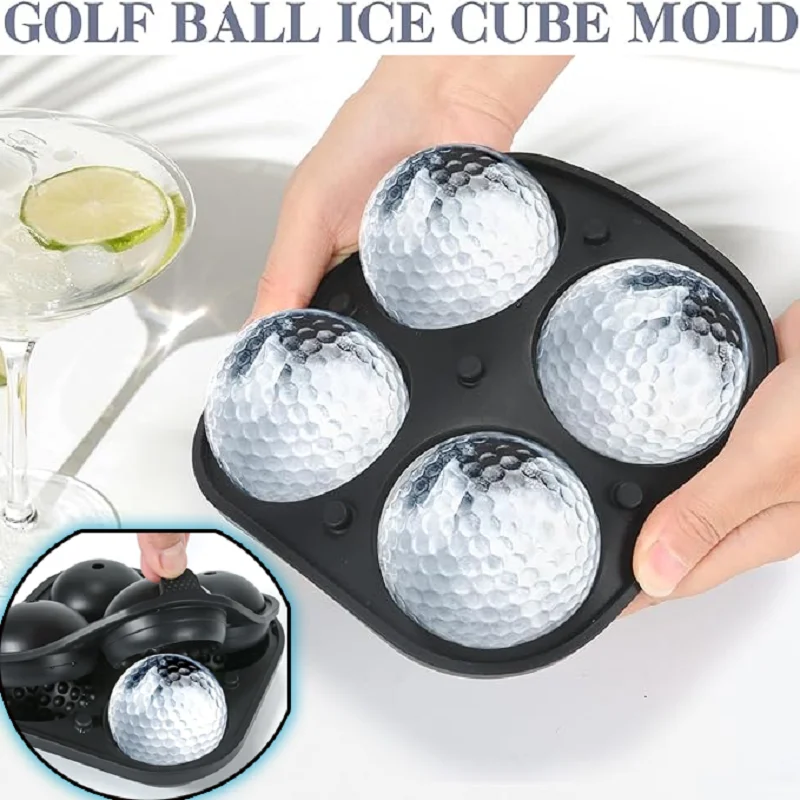 Golf Silicone Ice Ball Round Mold Whiskey Special 4 Golf Ice Grid Mold Kitchen Tools