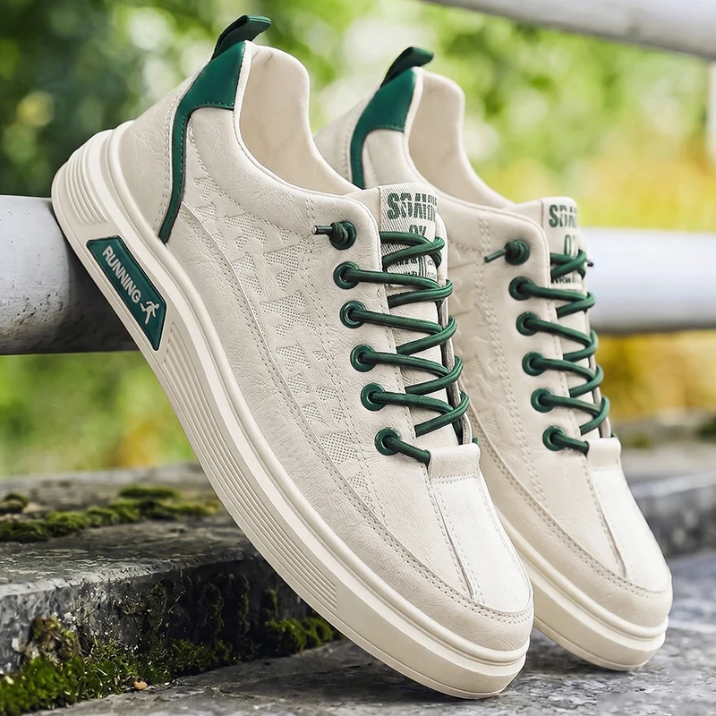 Smooth Upper Multi-scene Men Casual Shoes Light Wearproof Shock Absorbing Classic Matching Style Daily Work Walking Trainers