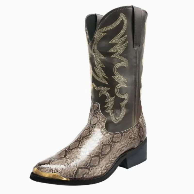 Men Mid-calf Boots Handmade Retro Western Cowboy Boots Slip on Shoes Casual Shoes Zapatos Hombres Unisex Women Knight Boots