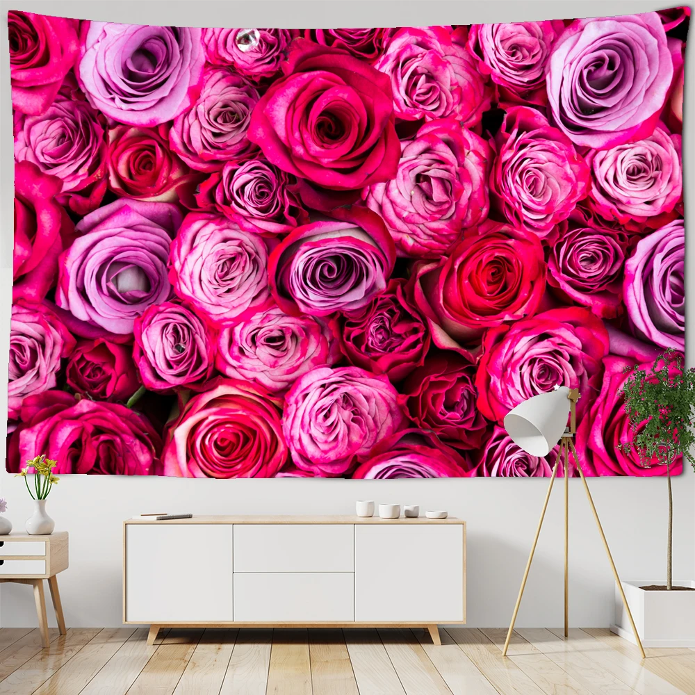 

Flowers Rose Tulips Print large Tapestry Wall Hanging Hippie Mandala Bohemian Tapestry Art Wall Cloth Decor Beach Towel Yoga Mat