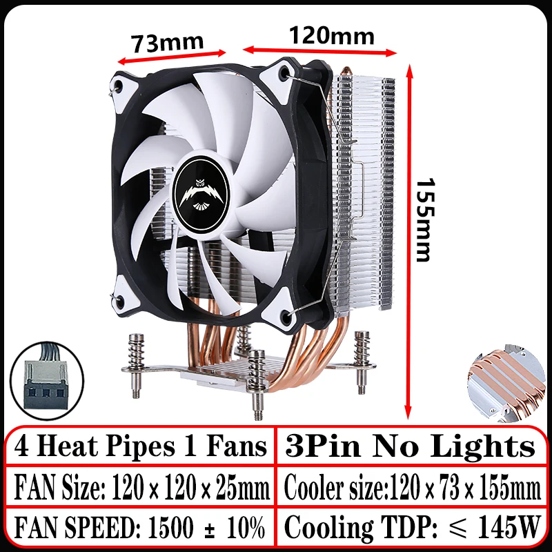 4Heat-pipes 1Fan3pin