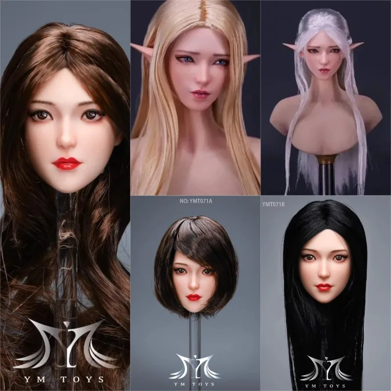 

YMT078/71 1/6 Scale Female Doll Twin Elf Head Carving Warmth Hair Transplant Head Carving Model Fit 12'' Girl Action Figure Body