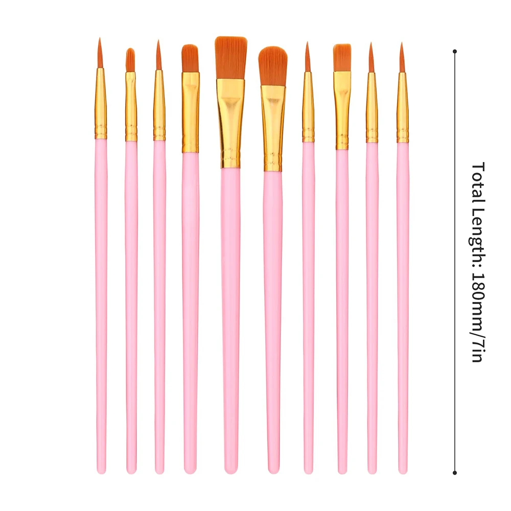 10 قطعة/المجموعة فرش الطلاء مجموعة النايلون الشعر الفنان فرش شعيرات النايلون دائم للفنانين المائية الجسم اللوحة روك والأظافر