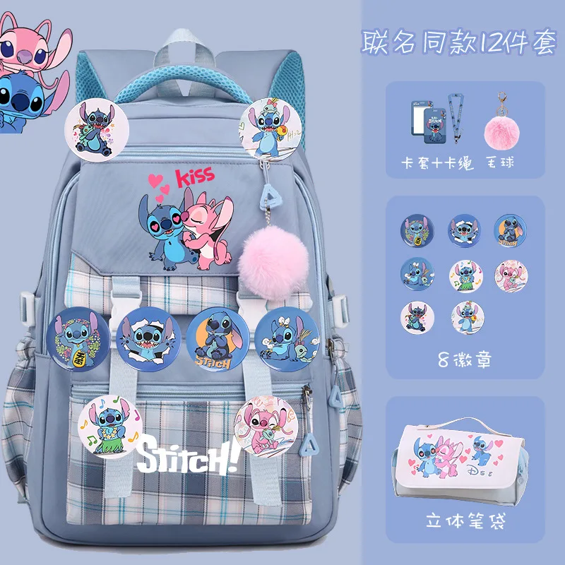 Disney New Stitch Student Schoolbag Casual and Lightweight Large Capacity Cartoon Cute College Backpack