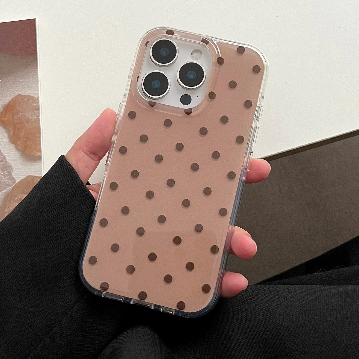 Simple Cute Polka Dot Glossy Jelly Shockproof Phone Case For iPhone 17 Air 11 12 13 14 15 16 Pro Max IMD Shockproof Cases Capa - náhled 5