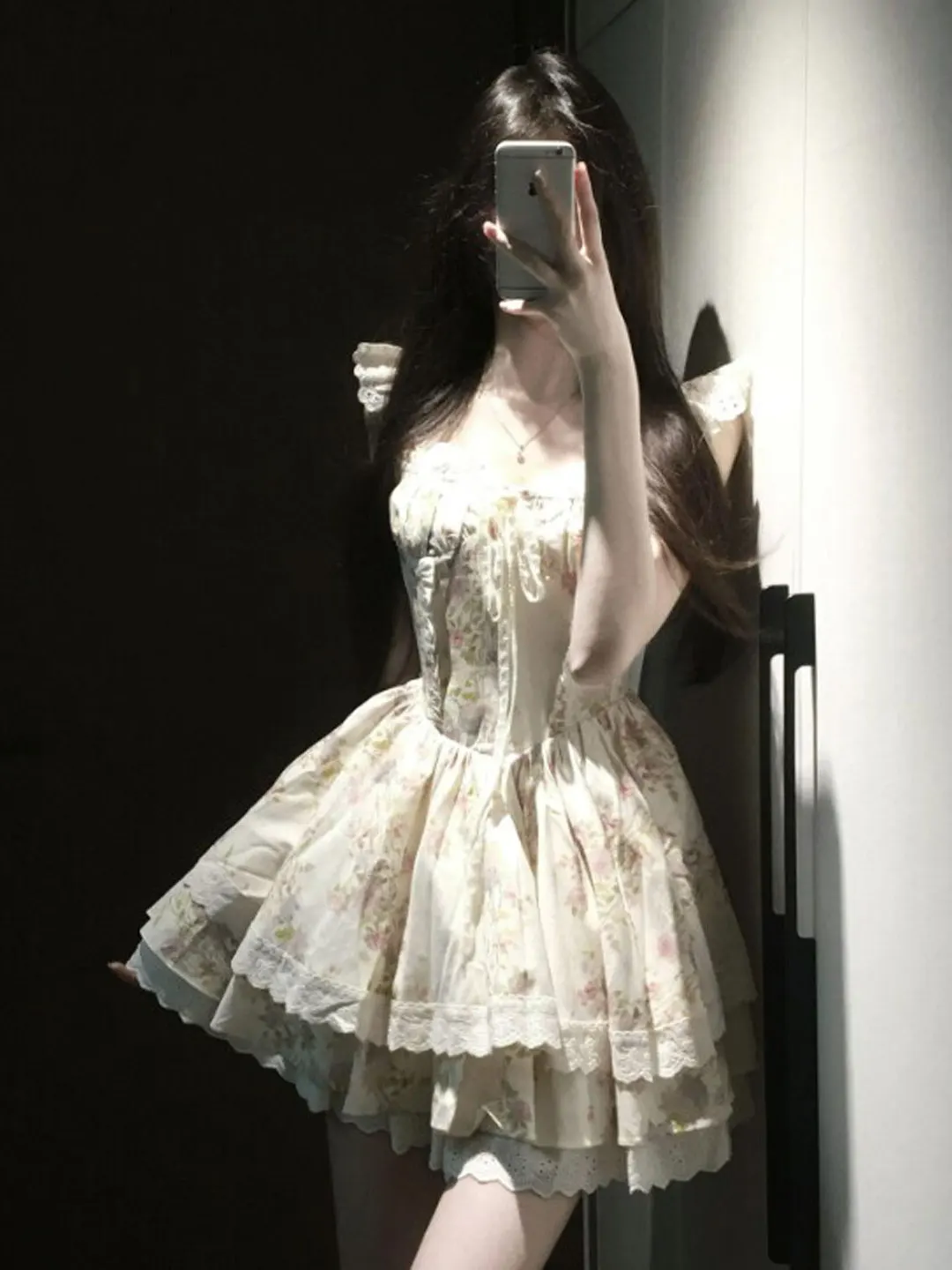 

Gentle Breeze Unique Beautiful Floral Waist-Cinching Puffy Dress Summer Elegant Absolutely Stunning Cotton Blend Dress