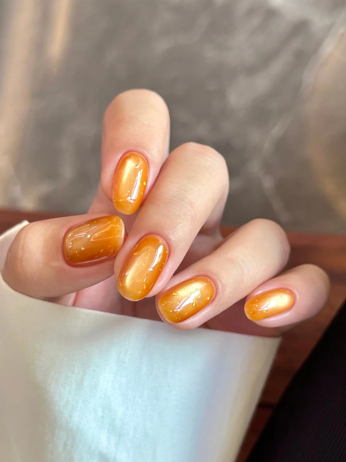 PSK 오렌지 씨 버블 워터 글라스 비즈 크리스탈 캣아이 젤 네일 폴리쉬 2025 신상 인기 가을 화이트닝 만능 네일 아트 1개