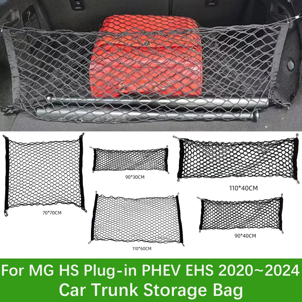 

Car Trunk Storage Bag For MG HS Plug-in PHEV EHS AS23 2020~2024 Nylon Net Trunk Organizer Elastic String Luggage Car Accessories