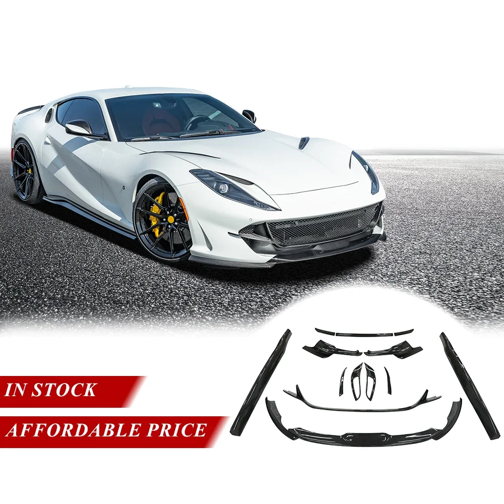 Kit de carrosserie en Fiber de carbone sèche pour Ferrari 812 Superfast GTS, lèvre avant et arrière, pièces de diffuseur, mise à niveau vers la Style Novi