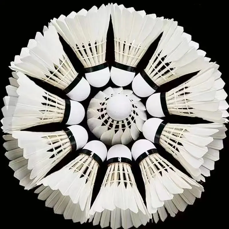

Durable and not easy to break, 12 pieces of 6 adult and child learning and training competition goose feather badminton factory