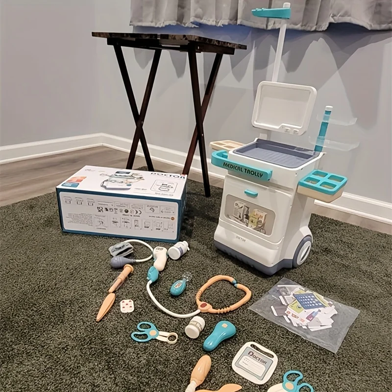 Children's Doctor Set - 26 Pretend Medical Station Toy Set With Play Stethoscope And Medical Equipment - Doctor Role Play Gift,