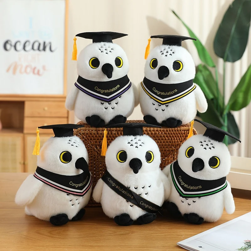 Doctor Hat Owl Plush Toy Graduate Plush Dolls Stuffed Animal Plushie Soft Cartoon Pillow for Kids Graduation Gift Birthday Gifts