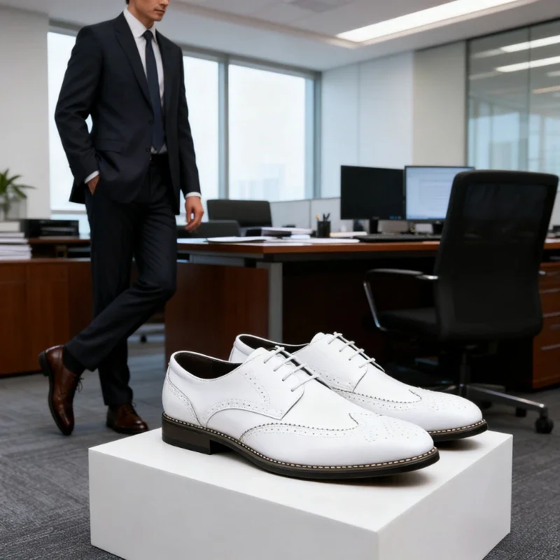 

Туфли-оксфорды Brogue, мужские повседневные деловые туфли на нескользящей кожаной подошве, британский размер 6–12, широкая ширина, не раздражает ноги