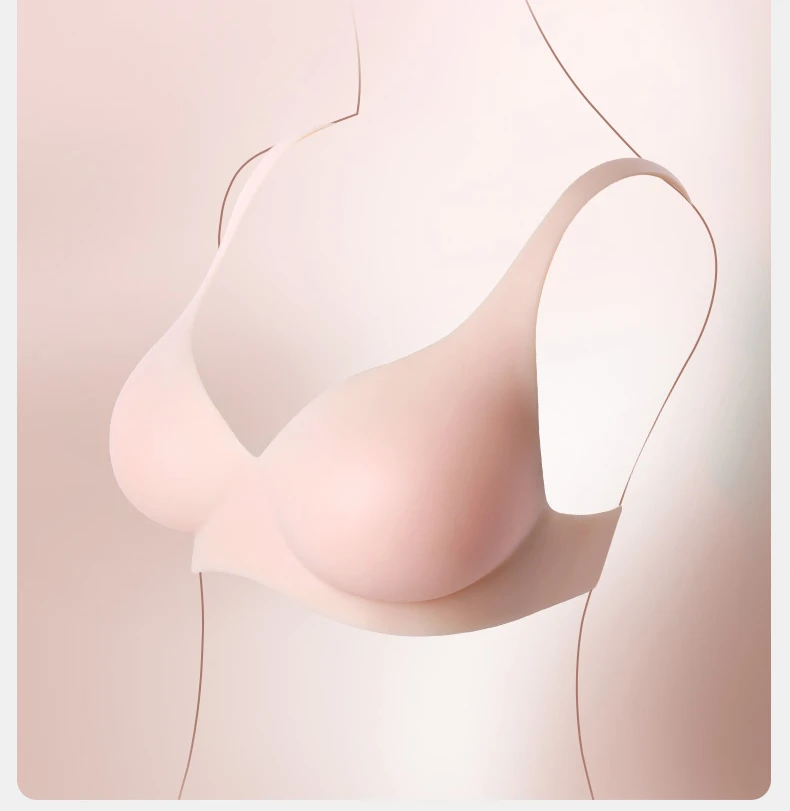 Soutien-gorge Invisible en Silicone, une pièce, sans couture, petite poitrine froncée pour montrer la poitrine Large et Sexy