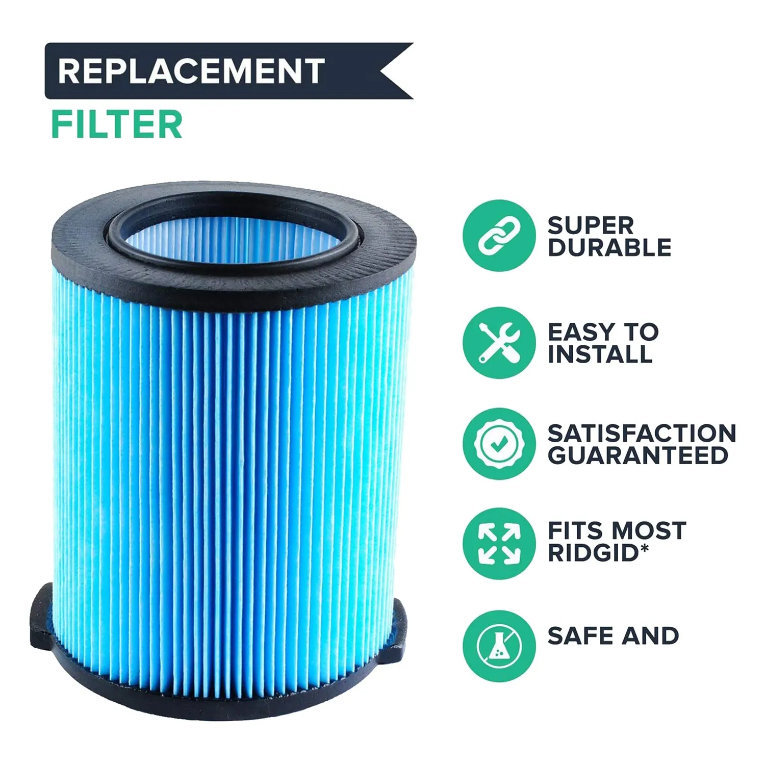 3-Layer High-Efficiency Fine Dust Replacement Filter for Ridgid VF5000 Wet Dry Vac Replace WD1450 WD0970 WD1270 WD09700