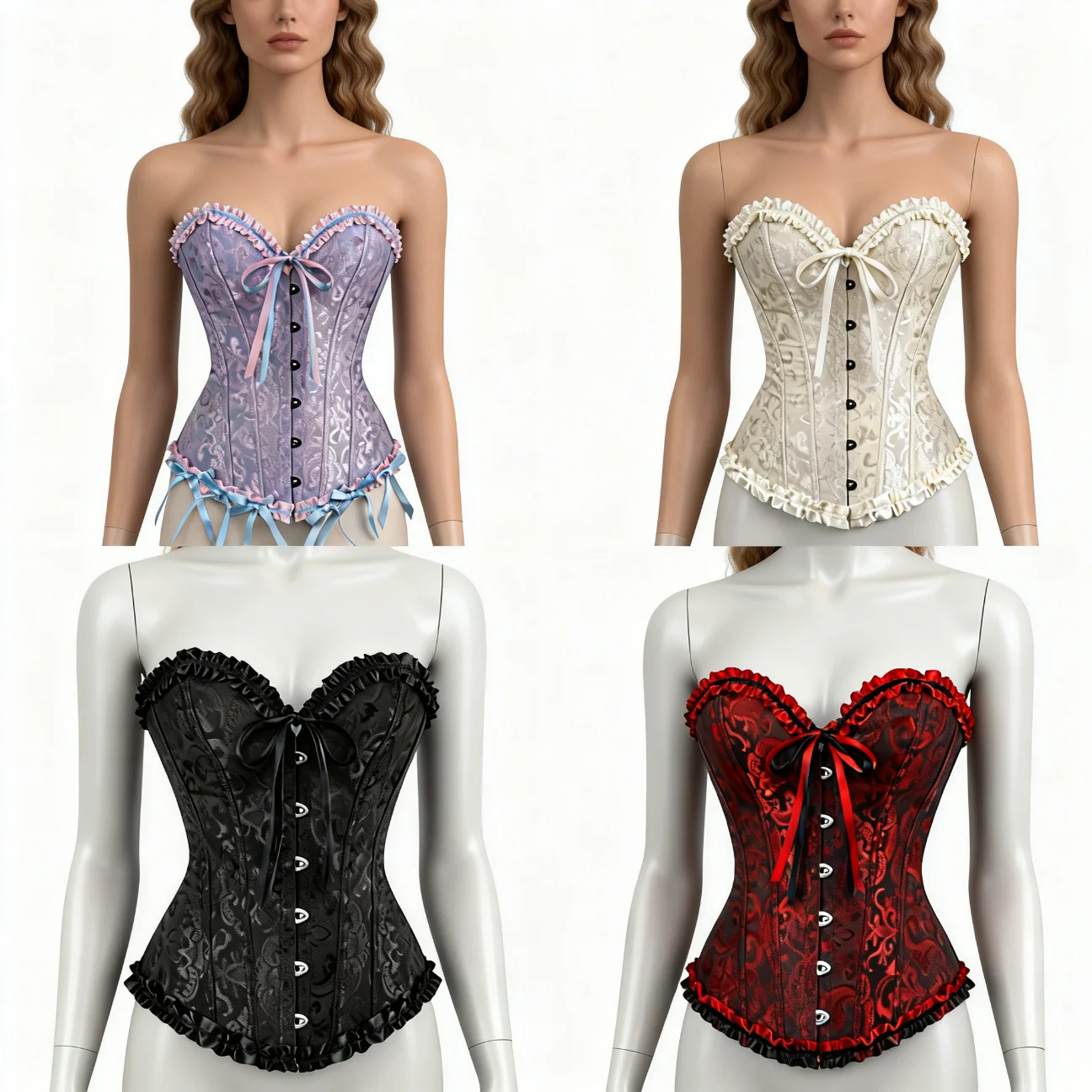 European and American Court Style Corset Jacquard Lace Back Strap Adjustable Waist Molding Belly Supporting Bone Shapewear