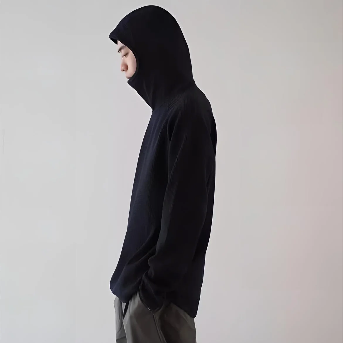 

Italian High-End Men's Fleece Hoodie Breathable Elastic Comfortable Autumn Winter Pullover Sweatshirt Casual Polyester Fabric