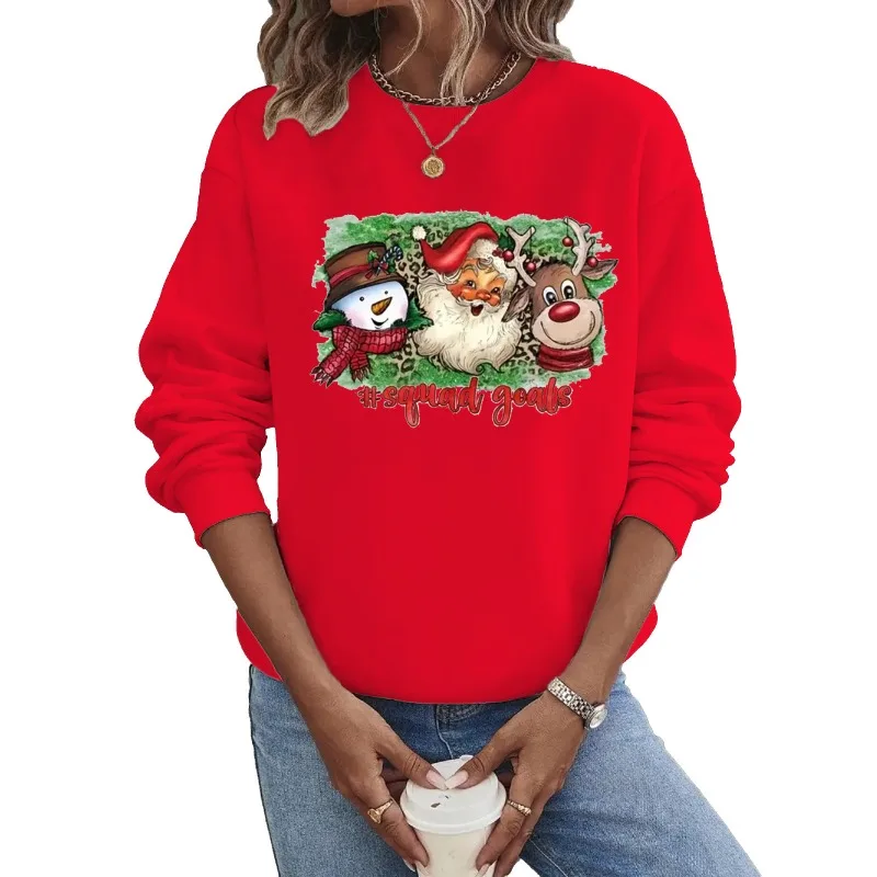 Crew-neck Hoodie Europe and The United States Christmas New Santa Claus Deer Print Clothes  Sweatshirt  Streetwear Women